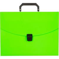 Папка-портфель пластиковая Attache Neon А4 зеленая (33.5x23 см, 1   отделение)