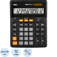 Калькулятор настольный Deli EM888 12-разрядный черный 202x159x31 мм