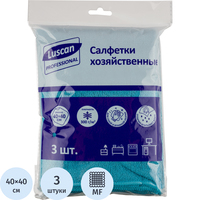 Салфетки хозяйственные Luscan Professional микрофибра 40х40 300 г/кв.м   синие (3 штуки в упаковке)