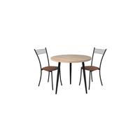 Комплект обеденной мебели Брайт К-007 дуб мадуро/черный (стол, два стула)