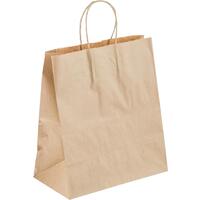 Крафт-пакет бумажный коричневый с кручеными ручками 26x15x35 см 70  г/кв.м био (200 штук в упаковке)