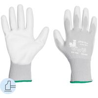 Уценка. Перчатки рабочие защитные Jeta Safety JP011 нейлоновые с полиуретановым  покрытием белые (4 нити, 13 класс, размер 9 (L), 12 пар в упаковке)