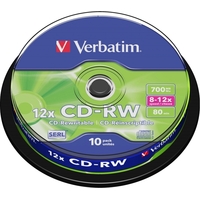 Диск CD-RW Verbatim 700 МБ 12x cake box 43480 (10 штук в упаковке)
