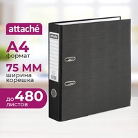 Папка-регистратор Attache 75 мм чёрная бумвинил/бумага с защитным  уголком