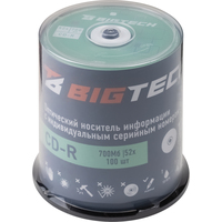 Диск CD-R BigTech 700 МБ 52x cake box YCDRB001 (100 штук в упаковке)