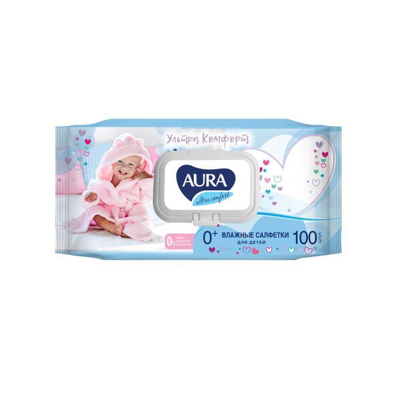 Влажные салфетки детские Aura Ultra Comfort 100 штук в упаковке – выгодная цена – купить товар Влажные салфетки детские Aura Ultra Comfort 100 штук в упаковке в интернет-магазине Комус