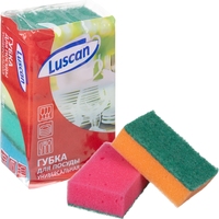Губка для посуды Luscan поролон 8x5 см с абразивным слоем (5 штук в  упаковке)