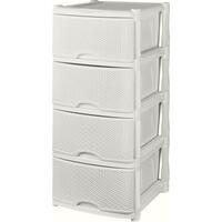Комод Keeplex Rattan четырехсекционный (белое облако, 480х410х945 мм)