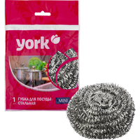 Губка-мочалка для посуды York Мини металлическая 6x6 см 18 г