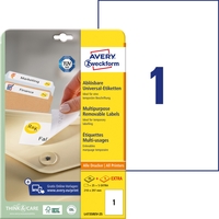 Этикетки самоклеящиеся удаляемые Avery Zweckform (L4735REV-25) А4  210х297 мм 1 штука на листе белые (25 листов в упаковке)