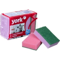 Губка для кухни York Макси поролон 10x7 см с абразивным слоем (5 штук в  упаковке)