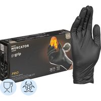 Перчатки одноразовые Mecrator Gogrip нитриловые неопудренные  особопрочные черные (размер XXL, 50 штук/25 пар в упаковке)