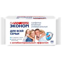 Салфетки влажные Эконом smart универсальные флоупак с мягким клапаном  (100 листов в пачке)