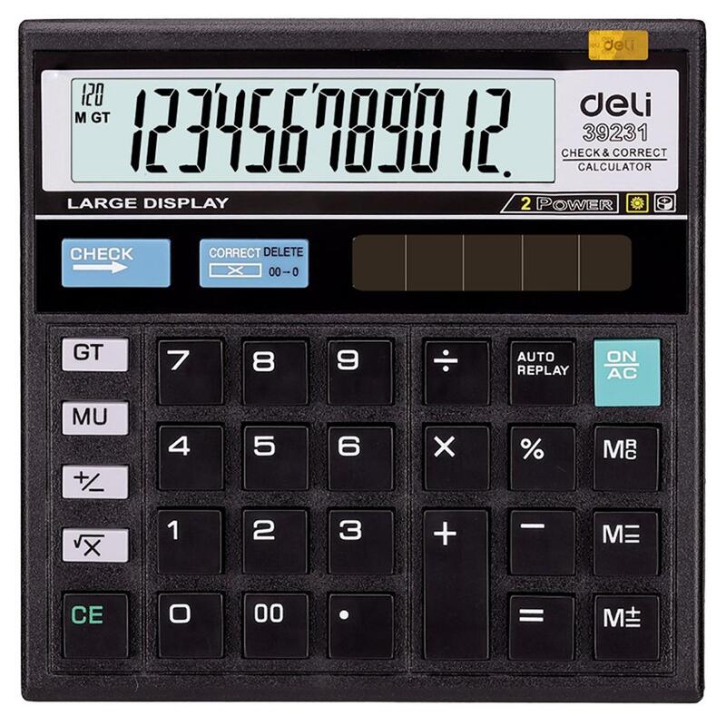 Калькулятор настольный Deli 39231 12-разрядный черный 129х129х25 мм – выгодная цена – купить товар Калькулятор настольный Deli 39231 12-разрядный черный 129х129х25 мм в интернет-магазине Комус