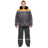 Костюм рабочий зимний мужской з35-КПК с СОП серый/оранжевый (размер  60-62, рост 194-200)