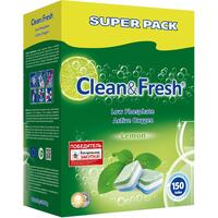 Таблетки для посудомоечных машин Clean&Fresh All in 1 (Super pack)  (150 штук в  упаковке)