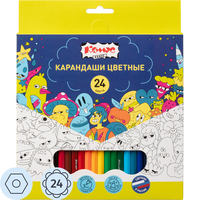 Карандаши цветные Комус Класс Максики 24 карандаша 24 цвета шестигранные