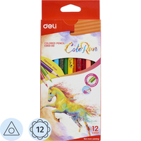 Карандаши цветные Deli ColoRun 12 карандашей 12 цветов трёхгранные  (EC00300)