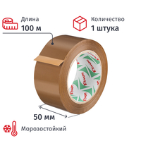 Клейкая лента упаковочная Комус 50 мм x 100 м 50 мкм коричневая  морозостойкая