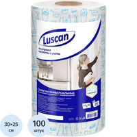 Салфетки хозяйственные в рулоне Luscan спанлейс/нетканое полотно 25х30  см 45 г/кв.м 100 листов