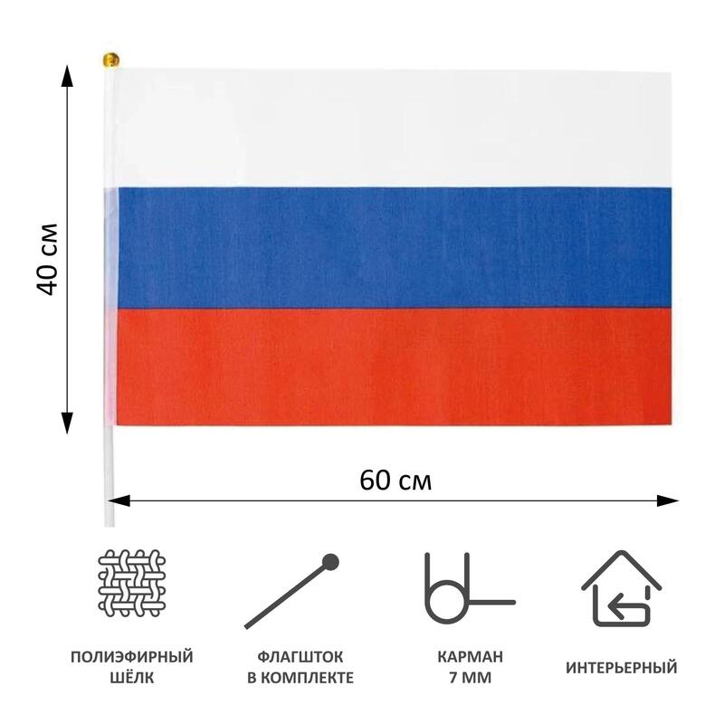 Флаг Российской Федерации 40х60 см (12 штук в упаковке) – выгодная цена – купить товар Флаг Российской Федерации 40х60 см (12 штук в упаковке) в интернет-магазине Комус