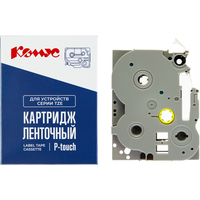 Картридж Комус TZE-642 для принтера этикеток Brother (18 мм х 8 м, цвет  ленты желтый, шрифт красный)
