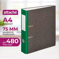Папка-регистратор Attache 75 мм чёрная/зелёная бумага с защитным уголком