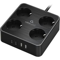 Сетевой фильтр Cablexpert Plate на 4 розетки 2 метра + 2 USB  (PLT-4-C2U2-B-2)