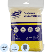 Салфетки хозяйственные Luscan Professional микрофибра 40х40 см 300   г/кв.м желтые (3 штуки в упаковке)