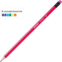 Карандаш чернографитный НВ с ластиком Attache Colorful заточенный  трехгранный