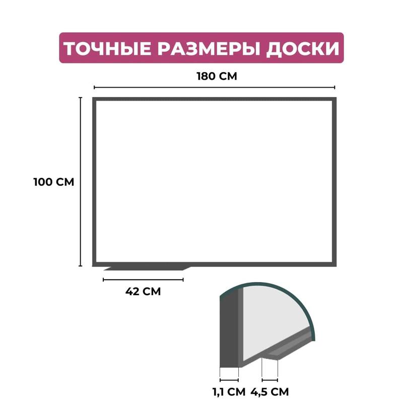 Доска магнитно маркерная комус 100x200 см лаковое покрытие алюминиевая рама