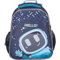 Ранец Комус Класс (№1 School) Basic Robot Hello анатомический синий с  двумя отделениями