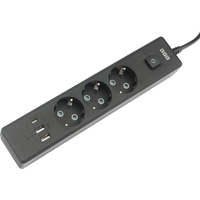Удлинитель Power Cube 3 розетки + USB 1.9 м с заземлением и выключателем  (PC-6B-2M)