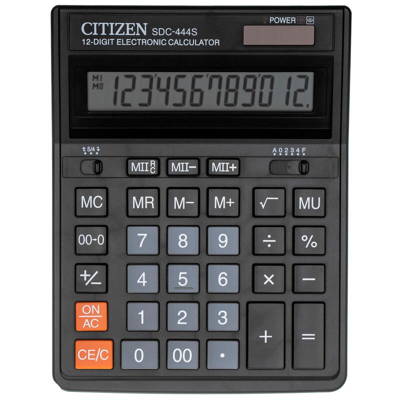 Калькулятор настольный Citizen SDC-444S 12-разрядный черный 199x153x30 мм – выгодная цена – купить товар Калькулятор настольный Citizen SDC-444S 12-разрядный черный 199x153x30 мм в интернет-магазине Комус