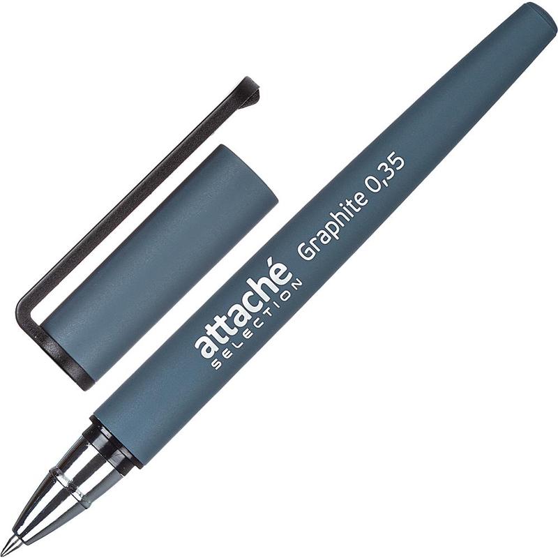 Ручка гелевая неавтоматическая Attache Selection Graphite синяя корпус soft touch (толщина линии 0.35 мм) – купить по выгодной цене в интернет-магазине | 1035348