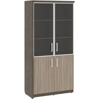 Шкаф для документов Wood&Stone СФ-534893 со стеклом (бетон чикаго  тёмный/дрифтвуд/графит, 1035х454.5х2083 мм)