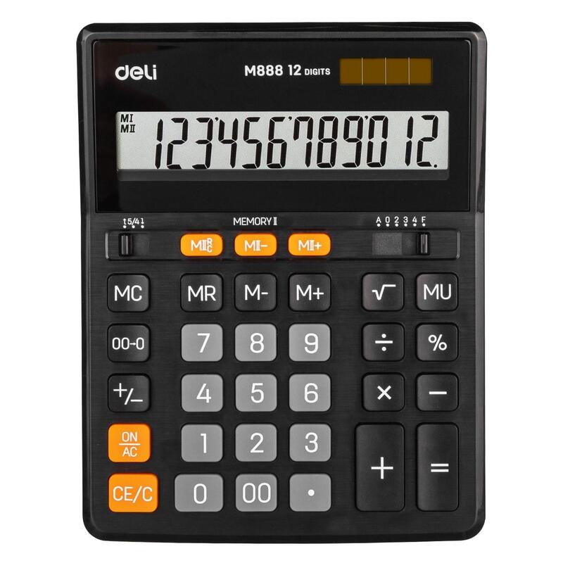 Калькулятор настольный Deli EM888 12-разрядный черный 202x159x31 мм – выгодная цена – купить товар Калькулятор настольный Deli EM888 12-разрядный черный 202x159x31 мм в интернет-магазине Комус