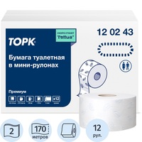 Бумага туалетная рулонная Торк (Tork) Premium T2 2-слойная белая 12  рулонов по  170 метров (120243)