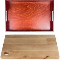 Поднос деревянный Panairo Lavarna 32х26х4 см + доска разделочная  30х20х1.8 см в подарок (промоупаковка)