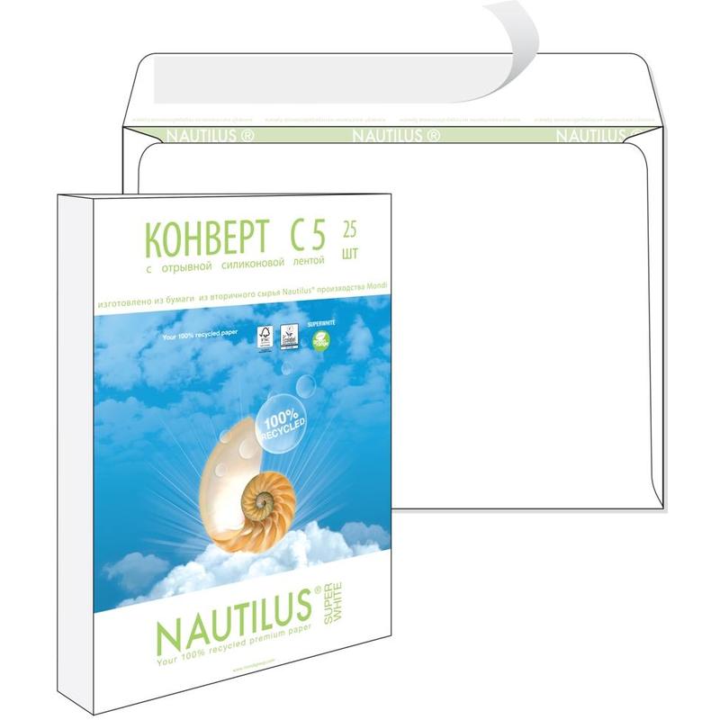 Конверт Bong Nautilus ЭКО С5 80 г/кв.м белый стрип с внутренней запечаткой (25 штук в упаковке) – выгодная цена – купить товар Конверт Bong Nautilus ЭКО С5 80 г/кв.м белый стрип с внутренней запечаткой (25 штук в упаковке) в интернет-магазине Комус