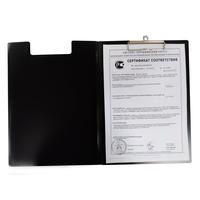 Папка-планшет с зажимом и крышкой Комус A4 пластиковая черная