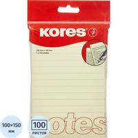 Стикеры Kores 100x150 мм пастельные желтые в линейку (1 блок на 100  листов)