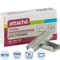 Скобы для степлера Attache №10 с никелевым покрытием (1000 штук в  упаковке)