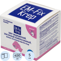 Бинт самофиксирующийся EM-Fix Krep эластичный 4.5 м x 5 см детский с  рисунком розовый