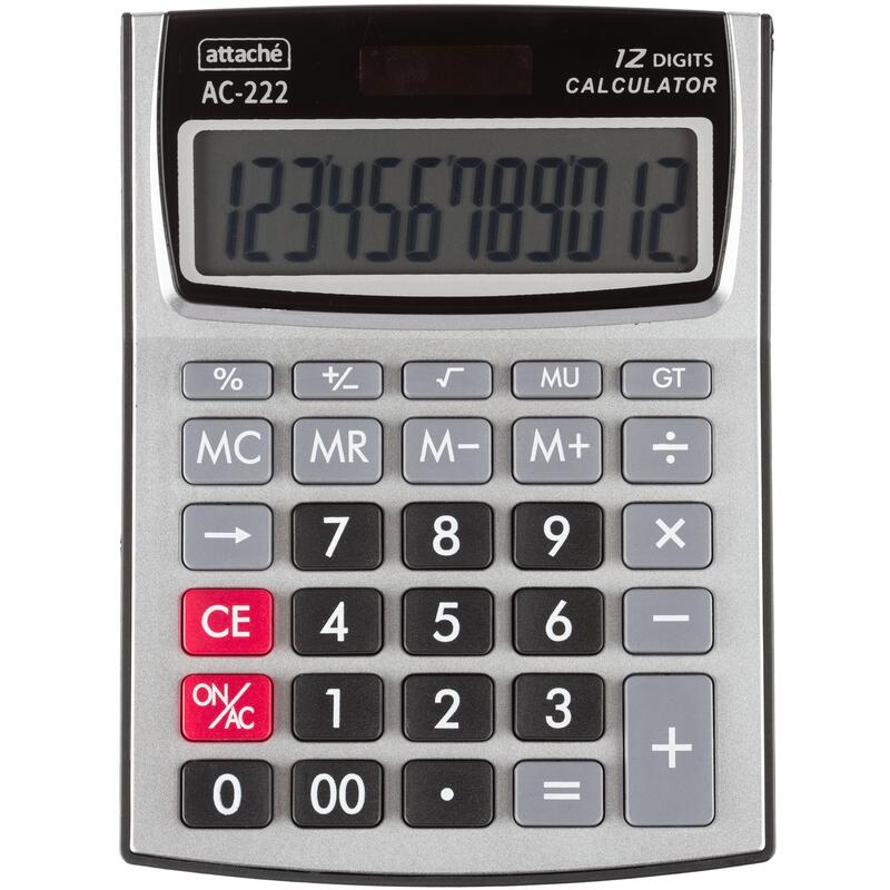 Калькулятор настольный Attache AC-222 12-разрядный серебристый 140x107x34 мм – выгодная цена – купить товар Калькулятор настольный Attache AC-222 12-разрядный серебристый 140x107x34 мм в интернет-магазине Комус