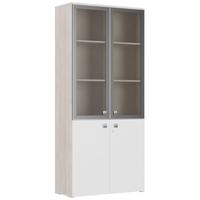 Шкаф для документов Zion T ZIO28550312 со стеклом с замком (дуб  светлый/белый, 920х420х2080 мм)