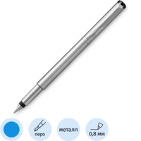 Ручка перьевая Parker Vector Stainless Steel цвет чернил синий, цвет  корпуса серебристый (артикул производителя S0029690)