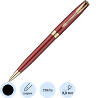 Ручка шариковая Parker Sonnet Lacquer Intense Red GT цвет чернил черный,  цвет корпуса красный (артикул производителя 1931476)