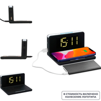 Зарядное устройство беспроводное-часы Pitstop USB type-С, USB type-A (5  штук в упаковке) с лого