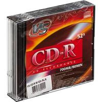 Диск CD-R VS 0.7 ГБ 52x slim box (5 штук в упаковке)